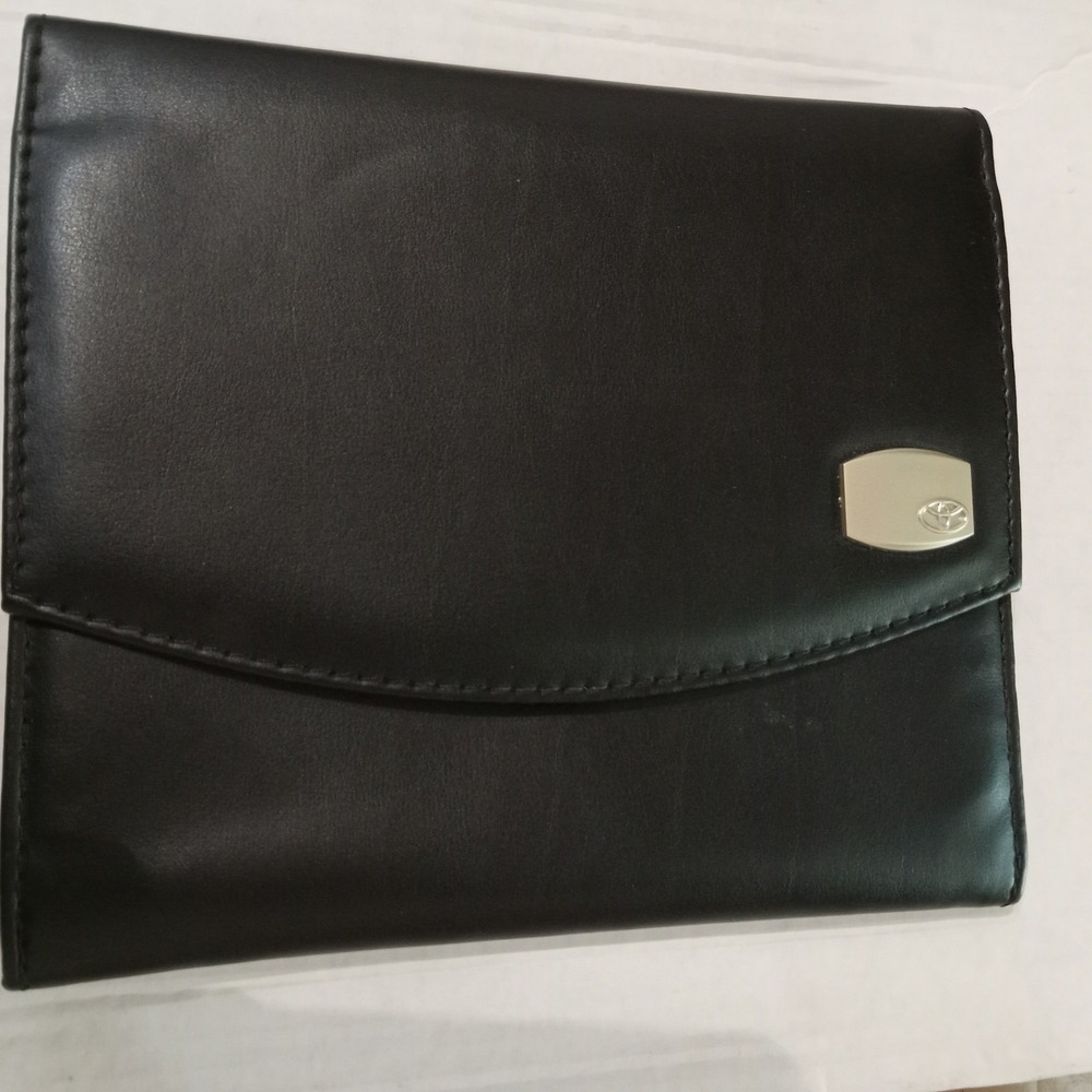Toyota Black Faux Leather Owner Manual Case Document Organizer Magnetic Closure